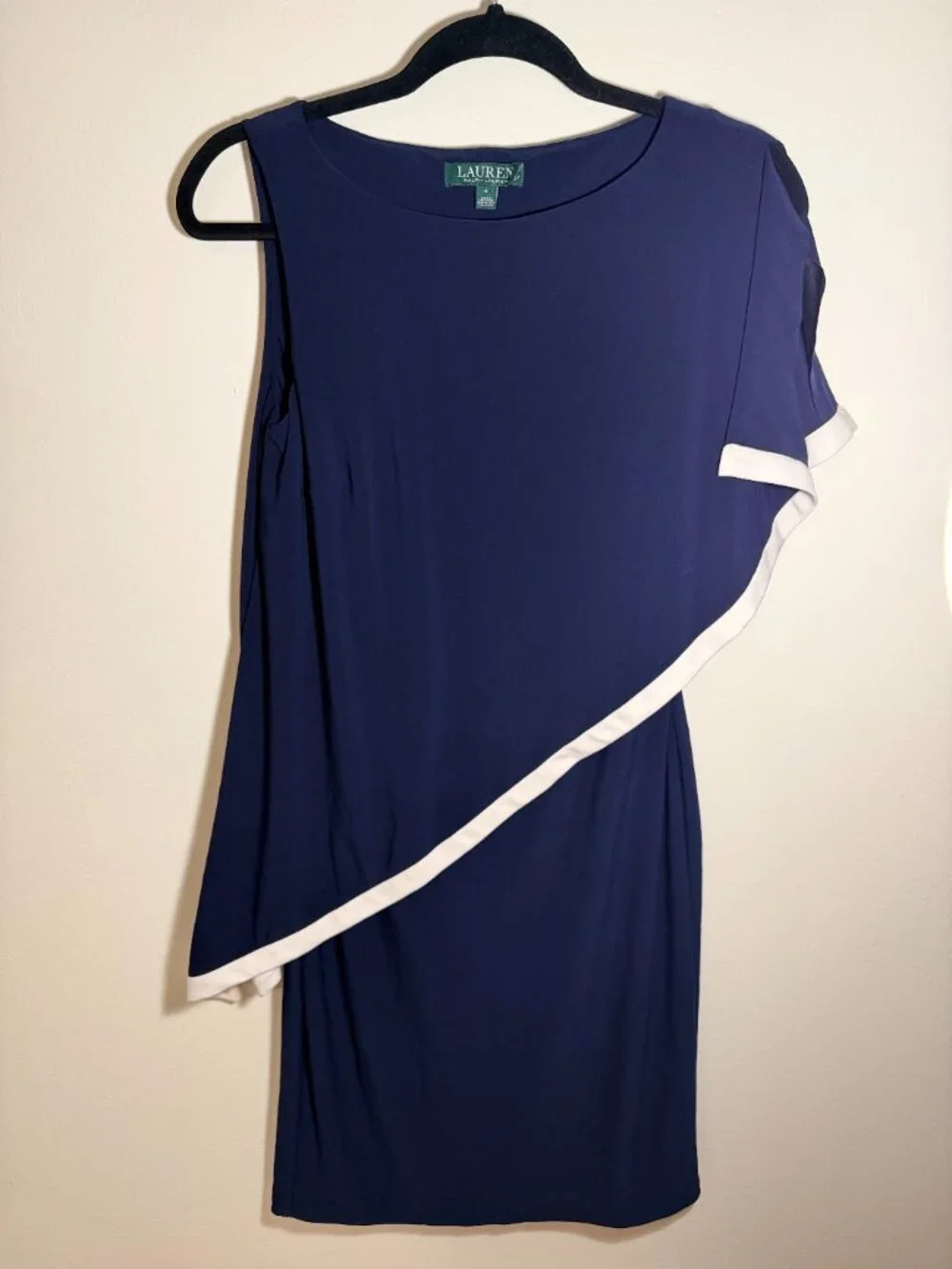 Lauren Ralph Lauren One Shoulder Cape Style Dress - Picture 1 of 4